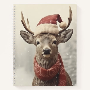 Deer Santa Christmas Holiday Notebook