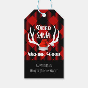 Deer Santa Define Good Christmas Hunting Antlers Gift Tags
