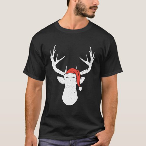 Deer Santa Hat Hoodie Reindeer Christmas Hunting G T_Shirt