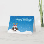 Deer Santa Owl Holiday Card
