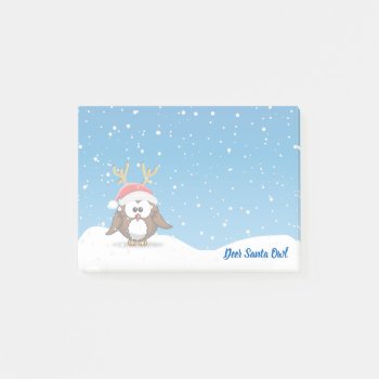 Deer Santa Owl Post-it Notes by just_owls at Zazzle