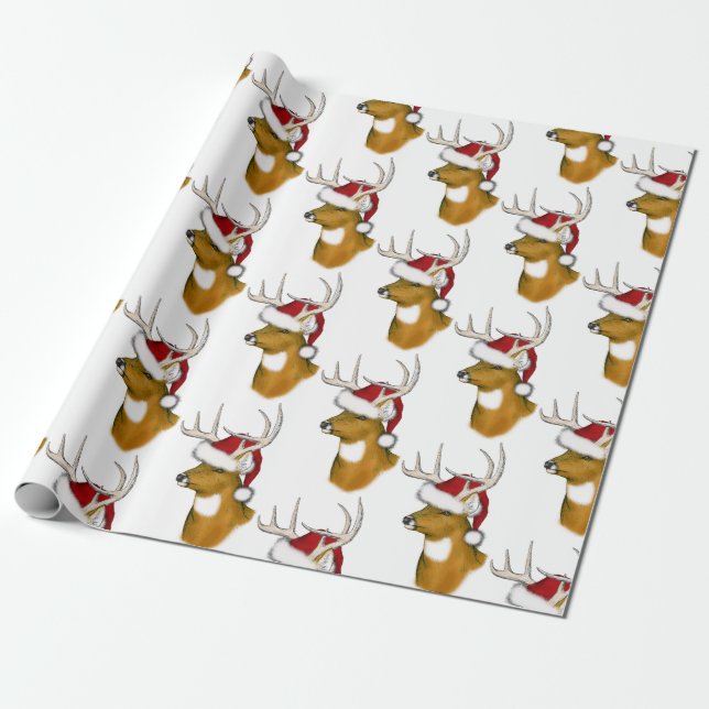 Deer Santa Wrapping Paper (Unrolled)