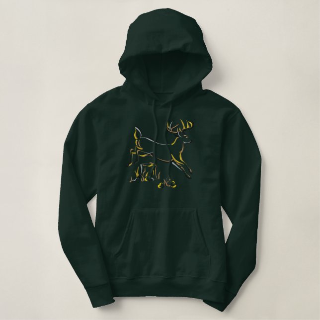 Deer Scene Embroidered Hoodie (Design Front)