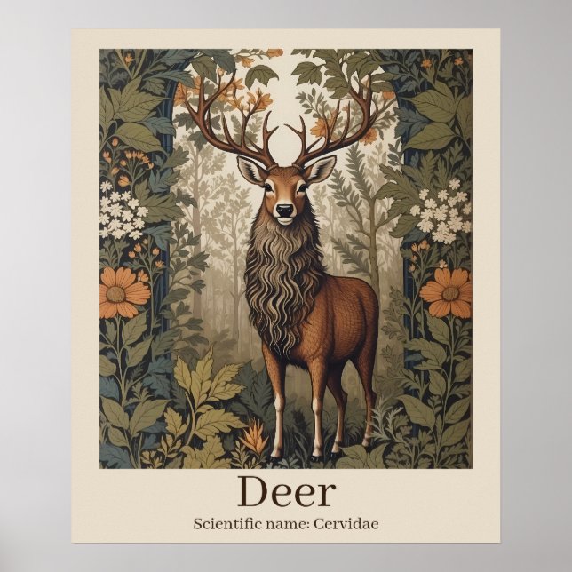 Deer Scientific Name Wildlife Poster (Front)
