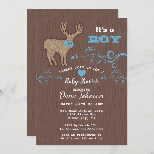 Deer Silhouette Baby Boy Baby Shower Invitation