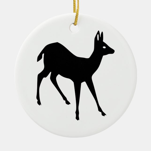 Deer Silhouette Ceramic Ornament (Front)