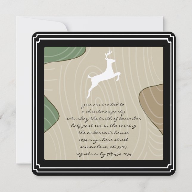 Deer Silhouette Christmas Dinner Invitations (Front)