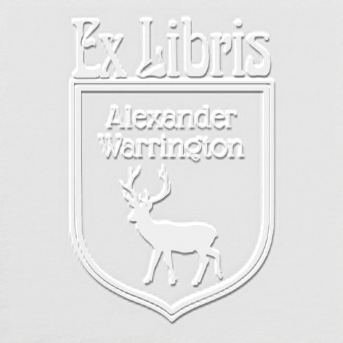 Deer Silhouette Crest Ex Libris Book Name Embosser