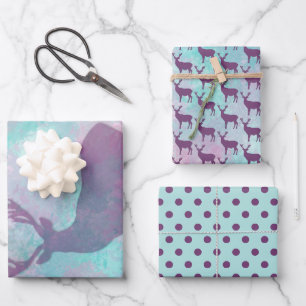 Deer silhouette Dots pattern cute pastel colors Wrapping Paper Sheets
