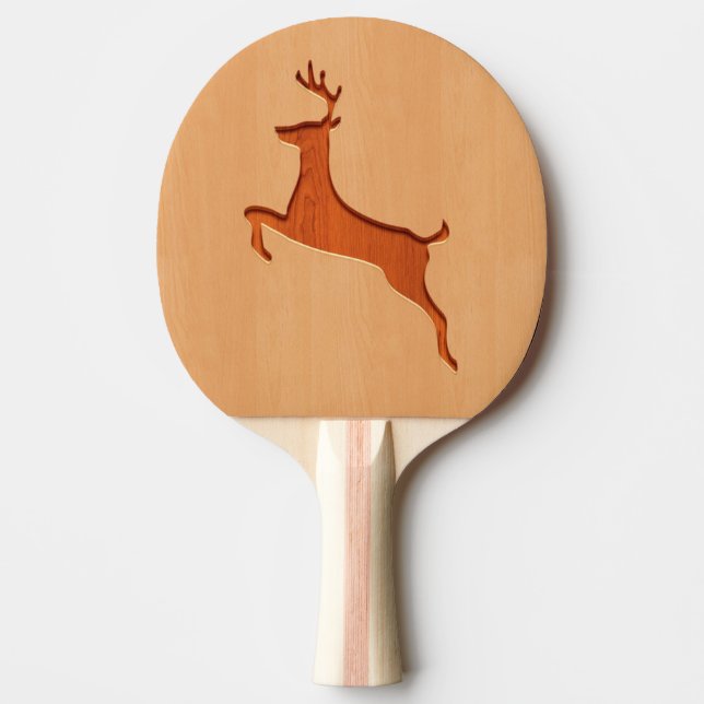 Deer silhouette engraved on wood design Ping-Pong paddle (Front)