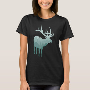 Deer Silhouette Forest Mountains Landscape Nature  T-Shirt