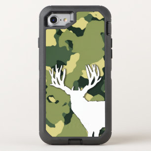 Deer Silhouette Green Camo Hunting OtterBox Defender iPhone SE/8/7 Case
