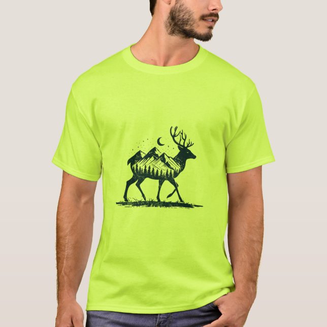 Deer silhouette nature nightsky Shirt (Front)