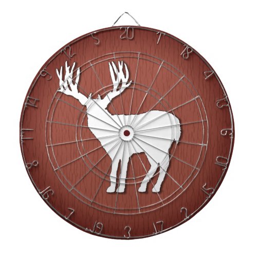 Deer Silhouette on Faux Wooded Background Dart Board