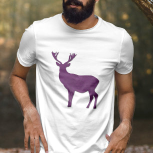 Deer silhouette Purple stag Forest animal Simple T-Shirt