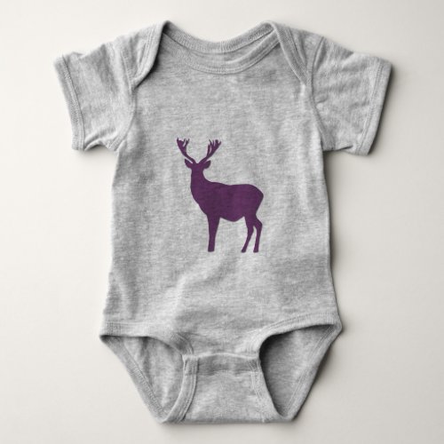 Deer silhouette Purple stag Simple elegant Baby Bodysuit