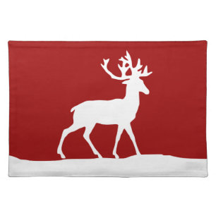 Deer Silhouette - Red and White Placemat