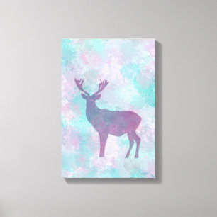 Deer silhouette Simple abstract Winter Cute Pastel Canvas Print