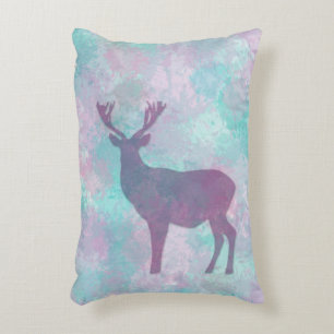 Deer silhouette Simple abstract Winter Cute Pastel Decorative Pillow