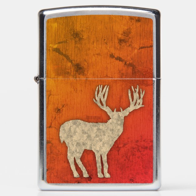 Deer Silhouette with large horns Zippo Lighter (Front)