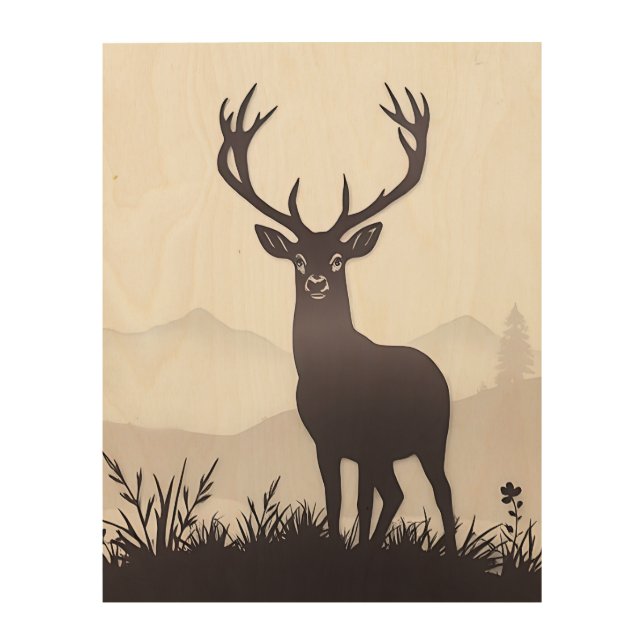 deer silhouette wood wall art (Front)