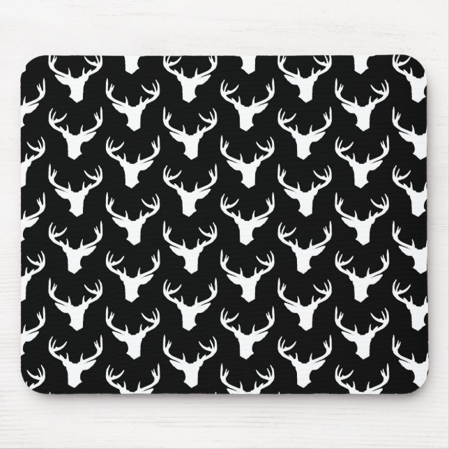 Deer Silhouettes Print Pattern Deer Antlers Art Mouse Pad (Front)