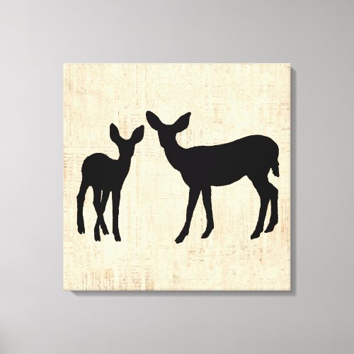Deer Silhouettes Vintage Animal Deer Artwork Canvas Print