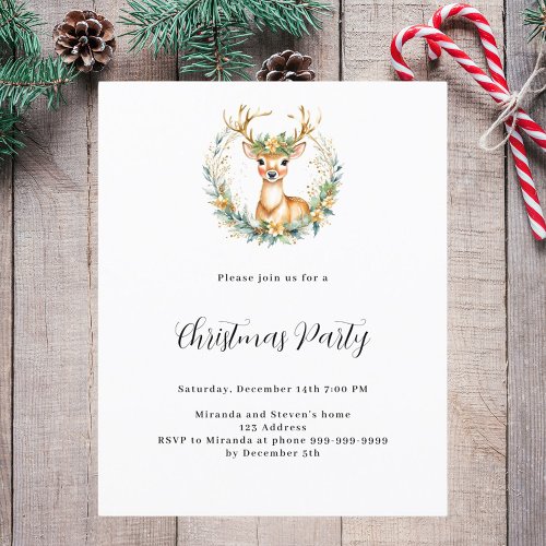 Deer simple budget Christmas Party invitation