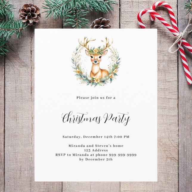 Deer simple budget Christmas Party invitation (Creator Uploaded)
