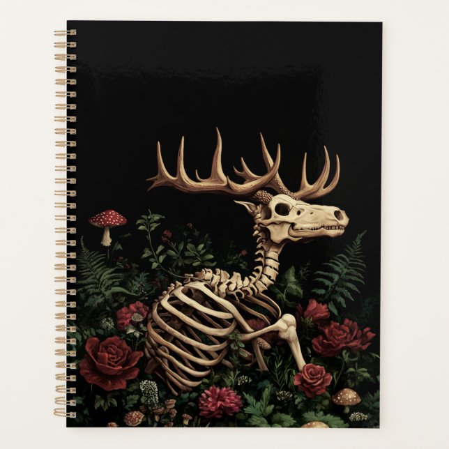 Deer Skeleton Mystical Gothic Floral  Planner (Front)