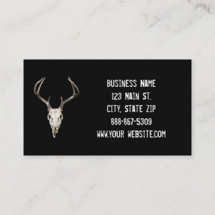 Deer Skull Business Card on Black Background