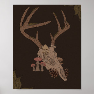 deer skull cottage core print
