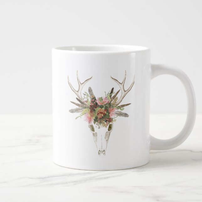 Deer Skull & Flowers Giant Coffee Mug (Right)