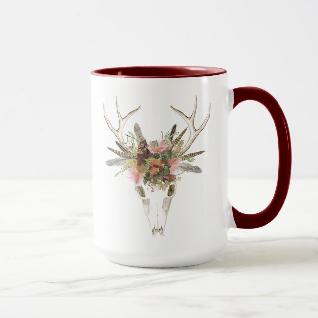 Deer Skull & Flowers Mug (Right)