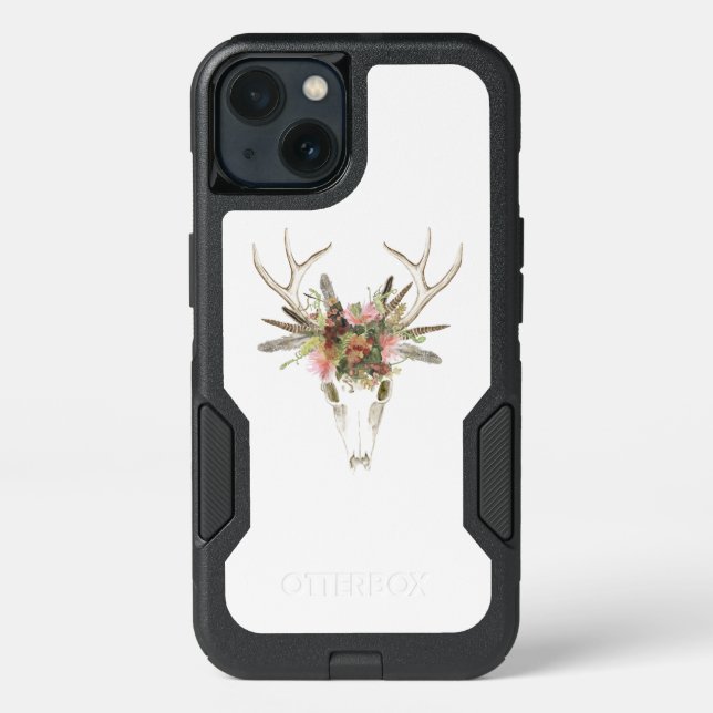 Deer Skull & Flowers Otterbox iPhone Case (Back)