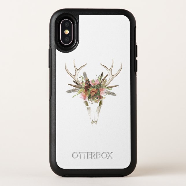 Deer Skull & Flowers Otterbox iPhone Case (Back)