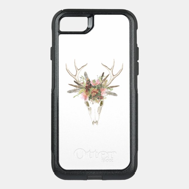 Deer Skull & Flowers Otterbox iPhone Case (Back)