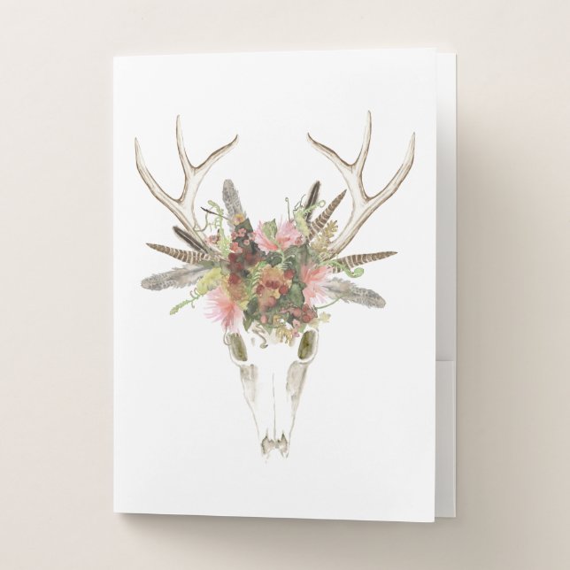 Deer Skull & Flowers Pocket Folder (Front)