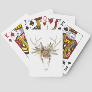 Deer Skull & Flowers Poker Cards