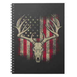 Deer Skull Hunter American Flag Deer Hunting USA Notebook