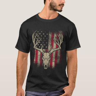 Fishing And Hunting Shirt American Flag Deer Usa Graphic Tee Gifts