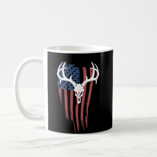 Deer Skull Hunting Trophy American Flag Deer Hunte Coffee Mug