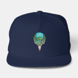 Deer Skull Nature Tent Camping Stream Outdoors Snap Back Hat