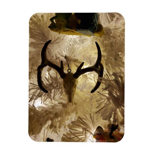 deer skull ornament white Christmas tree Magnet (Vertical)