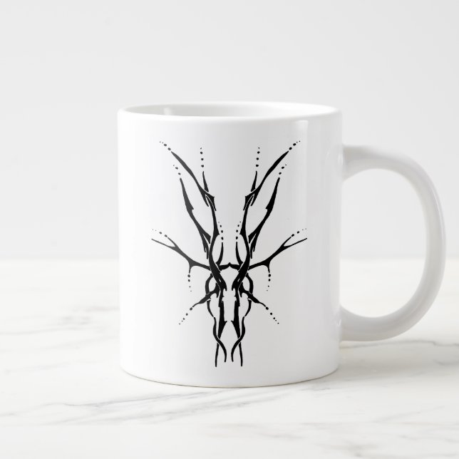 Deer Skull Tribal Design for deer Hunters black Giant Coffee Mug (Right)