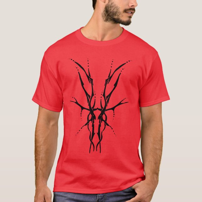 Deer Skull Tribal Design for deer Hunters black T-Shirt (Front)