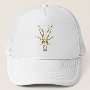 Deer Skull Tribal Design for deer Hunters gold Trucker Hat