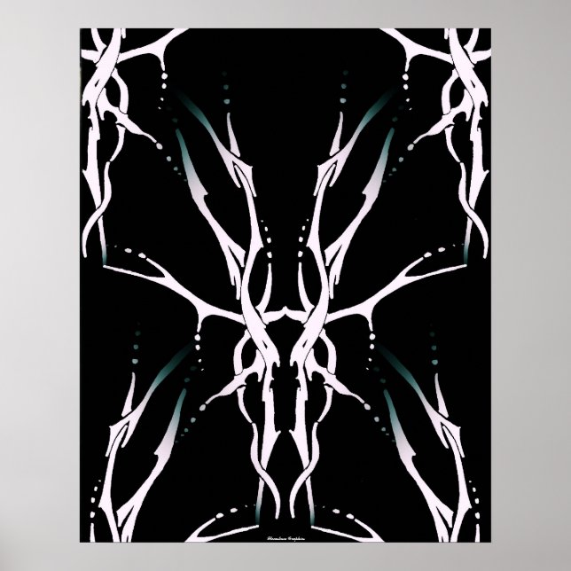 Deer Skull Tribal Design for deer Hunters white Poster (Front)