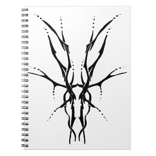 Deer Skull Tribal Tattoo Design _ black and white Notebook