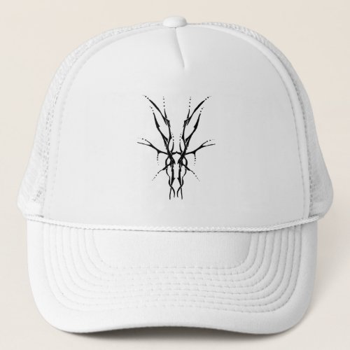 Deer Skull Tribal Tattoo Design _ black and white Trucker Hat
